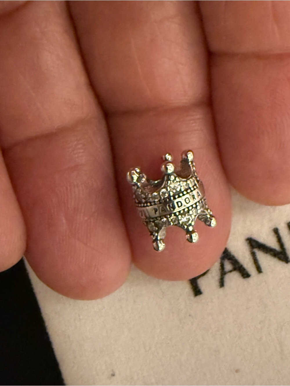 Pandora Silver Crown Charm with Clear Accents